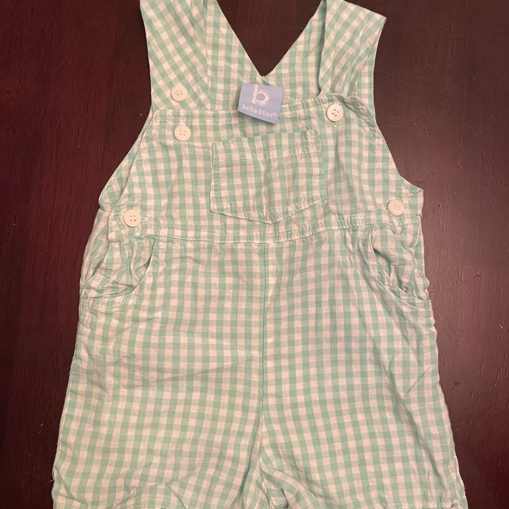 Kids Gingham Overalls - Green